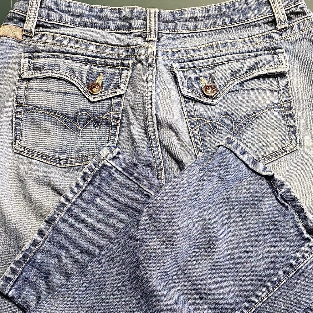 Vintage Cruel Girl Blue Denim Jeans with Gold Stitching